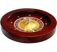 YKMYXZ， Casino Turntable, 18in Red Mahogany Roulette Wheel Set With Double-Zero Layout, Casino Grade Precision Bearings, Perfect For An At-Home Game Night Or A Club Party