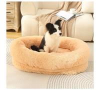 YKMYXZ Fluffy Anti Anxiety Washable Non-Slip Plush Cuddler Warming Round Faux Fur Pet Bed(Apricot Color,L)