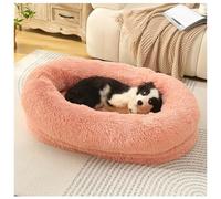 YKMYXZ Fluffy Anti Anxiety Washable Non-Slip Plush Cuddler Warming Round Faux Fur Pet Bed(Pink,L)