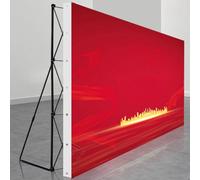 YKMYXZ， Iron Frame X Banner Stand, Collapsible Portable Trade Show Backdrop, Pop Up Banner Booth Display for Parties(3.05m(10ft) Hx4.55m(15ft) L)