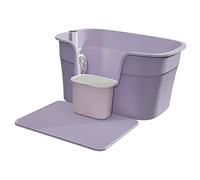 YKMYXZ litter tray， Cat, Cat Toile,t Semi Enclosed Cat Litter Basin, Portable Heighten Large Open Top Pet Litter Tray, Cat Bedpan for Small Medium Cats, Purple Pedal Board