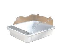 YKMYXZ litter tray， Cat for Indoor Cats, Kitten Potty Toilet, Cat Litter Basin, Detachable Cat Sand Box, Open Top Pet Litter Tray, Kitty Litter Pan, L(White,L)