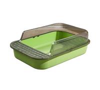 YKMYXZ litter tray， Cat Kitten Toilet Cat Sand Box High Sided Cat Bedpan Cat Sand Basin Sturdy Splashproof Open Top Pet Litter Tray Kitty Litter Pan, Clear and