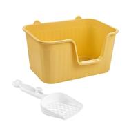 YKMYXZ litter tray， Cat Litter Basin Open Top Pet Litter Tray Bedpan Portable Kitten Potty Toilet Anti Splashing Cat Litter Tray with High Side, Large(Yellow,L)