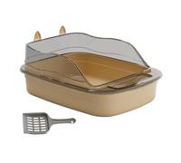 YKMYXZ litter tray， Cat Litter Box Cat Toilet Anti Splashing Cat Sand Box with High Side Cat Sand Basin Large Bedpan Kitty Litter Pan,(Brown)