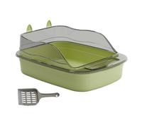YKMYXZ litter tray， Cat Litter Box Cat Toilet Anti Splashing Cat Sand Box with High Side Cat Sand Basin Large Bedpan Kitty Litter Pan,(Green)