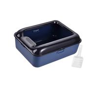YKMYXZ litter tray， Cat Litter Box Open Top Pet Litter Tray Sturdy Kitten Potty Toilet Cat Sandbox Cat Litter Basin Cats Litter Pan High Sided,(Blue,L)