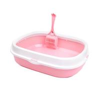 YKMYXZ litter tray， Cat Litter Tray Kitten Toilet Durable Splashproof Cat Litter Container with Scoop for Indoor Cats Kitty Litter Pan Heighten, j(Pinkj)