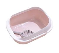 YKMYXZ litter tray， Kitty Litter Pan Cat Toilet Open Top Pet Litter Tray High Sides Privacy Cat Litter Container Cat Sand Basin Cat for Small Animals,(Pink)