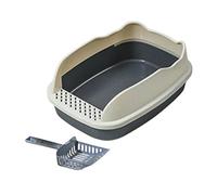 YKMYXZ litter tray， Open Litter Box Cats Toilet Cat Sandbox Heighten Semi Enclosed Cat Litter Basin Kitty Litter Pan Cat Litter Tray Pet Supplies,(Gray)