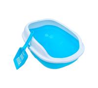 YKMYXZ litter tray， Open Top Pet Litter Tray, Cat Litter Box, Kitten Potty Toilet for All Kinds of Cat Litter Portable Cat Potty with High Side,(Blue)
