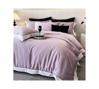 YKMYXZ Luxury Lyocell Cotton Bedding Set 4Pcs Soft Silky Pure Color Duvet Cover Bed Sheet and Pillowcase(Purple,King 220X240cm 4pcs)