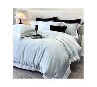 YKMYXZ Luxury Lyocell Cotton Bedding Set 4Pcs Soft Silky Pure Color Duvet Cover Bed Sheet and Pillowcase(Blue,King 220X240cm 4pcs)