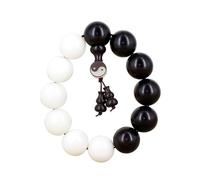 YKMYXZ mala beads， Taiji Bagua Strings Single Circle Dao Beads Buddha Mixed BeadsYin and Yang Jade Bodhi Ebony Bracelet(12mm)
