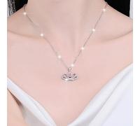 YKMYXZ, Moissanite Crown Necklaces for Women,1CT D Color VVS1 Yellow/Blue/Pink Diamond Necklaces,925 Sterling Silver Jewelry Gifts for Women with Certificate(Pink)