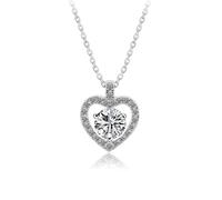 YKMYXZ, Moissanite Heart Necklaces for Women, 1ct D Color VVS1 Round Cut Diamond Necklaces,925 Sterling Silver Heart Pendant Necklaces, Jewelry Gifts for Women with Certificate(Clear)