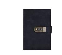 YKMYXZ notebook， 200 Pages Retro Password Book With Lock Diary Thickened Creative Hand Ledger Student Notepad Stationery,s(Black)
