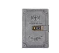YKMYXZ notebook， 200 Pages Retro Password Book With Lock Diary Thickened Creative Hand Ledger Student Notepad Stationery,s(Grey)