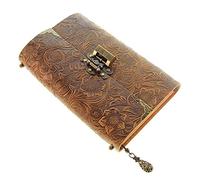 YKMYXZ notebook， Embossed Pattern Soft Leather Travel With Lock Key Diary Notepad Kraft Paper For Business Sketching Writing,s(Bronze)