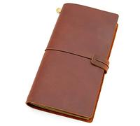 YKMYXZ notebook， Genuine Leather Traveler's Travel Diary Journal Vintage Handmade Cowhide Gift Traveler,s(Red,22x12CM)