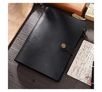 YKMYXZ notebook， Leather Spiral A5 192 Pages Lock Cover Office Diary Travel DIY Handmade Sketchbook Simple Style Gift(A BLACK,Ruled paper)