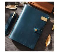 YKMYXZ notebook， Leather Spiral A5 192 Pages Lock Cover Office Diary Travel DIY Handmade Sketchbook Simple Style Gift(B BLUE,Ruled paper)