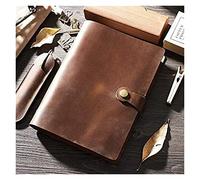 YKMYXZ notebook， Leather Spiral A5 192 Pages Lock Cover Office Diary Travel DIY Handmade Sketchbook Simple Style Gift(D Deep Brown,Kraft paper)