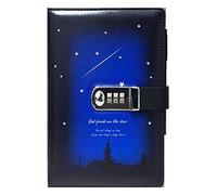 YKMYXZ notebook， PU Leather Notepad Journals Diary With Lock Thickened Hand Book Password(A)