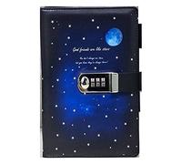 YKMYXZ notebook， PU Leather Notepad Journals Diary With Lock Thickened Hand Book Password(B)