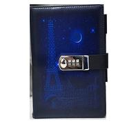 YKMYXZ notebook， PU Leather Notepad Journals Diary With Lock Thickened Hand Book Password(D)