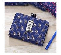 YKMYXZ notebook， Sequin PU Cover Planner Binder Spiral s Stationery Journals Password Agenda Diary With Lock Note Book For School(Blue)