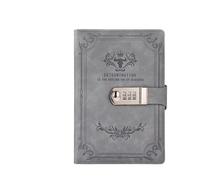 YKMYXZ notebook， Version 200 PagesRetro Password Book With Lock Diary Thickened Creative Hand Ledger Student Notepad Stationery Gift,s(Gray)