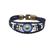 YKMYXZ, Pair of Clasps Time Gems Bagua Yin Yang Alloy Leather Bracelet
