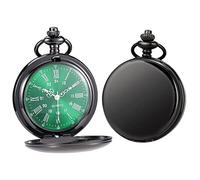 YKMYXZ Pocket Watch Costume， Pocket Watch Quartz Vintage Pocket Watches for Me with Chain Case Wedding Christmas Birthday Gifts(Green)
