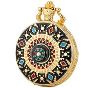 YKMYXZ Pocket Watch Costume， Slim Compass Chain Pocket Watch, Gift Watch, Quartz Movement Pocket Watch, Necklace Chain Watch, Pendant Watch, Suitable for Men and Women