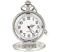 YKMYXZ Pocket Watch Costume， Smooth Vintage Steel Classic Fob Pocket Watch with Short Chain for Men Women - Gift for Birthday Anniversary Day Christmas Fathers Day