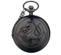 YKMYXZ Pocket Watch Costume, Vintage Pocket Watch, Steel Alchemy Pocket Watch, Waist Chain Watch, Pendant Necklace Watch, Suitable for Men and Women(Black Thin Chain)
