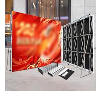 YKMYXZ， Portable Aluminum Booth Display Stands, Pop Up Collapsible Banner Tension Backdrops Frame Only(2.3m(7.5ft) Hx3.8m(12.5ft) L)