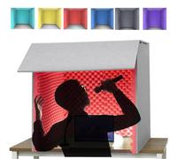 YKMYXZ， Portable Recording Booth, Self Made Sound Booth Box, Isolation Booth for Music Studio Bedroom Home, Decreasing Noise For Recording Studio, Podcasts, Singing,Grey-80(Red)