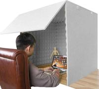 YKMYXZ， Portable Sound Recording Vocal Booth Box, Microphone Isolation Booth Cube, Isolation Shield For Home Office Studio, Blog, Vocal Use(Gris)