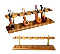 YKMYXZ smoking pipe holder, Wooden Tobacco Pipe Stand - Smoking Holder with Universal 7-Bit Fittings for Men's Gifts