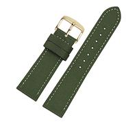 YKMYXZ watch strap， 18-24mm Nylon Genuine Leather Splicing Waterproof Watchband Bracelet Sweat Absort Watch Strap Replacement(Army Green Gold Clasp)