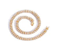 YKMYXZ, Width 8MM Round Shape Colorful Necklace for Women 18K Gold Plated Round Cut Lab Gold Diamond Tennis Necklace Chain CZ Necklaces for Women Gemstone Necklaces (18 Inch), gemstone,