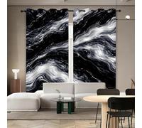 Ykncxzy Black & White Marble Curtains, Simple Abstract Art Aesthetics Natural Marble Texture Window Drapes, Thermal Eyelet Neutral Decor Curtain Panels for Kitchen Bedroom, W46.2 x L72 x 2 Panels