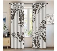 Ykncxzy Butterfly Curtains for Bedroom, Vintage Minimalist Grey Large Butterfly Printed Romantic Aesthetic Window Treatment Sets, Lightweight Blackout Drapes for Living Room, W66 x L72 x 2 Panels