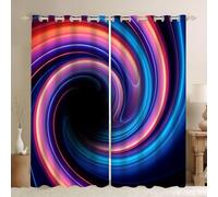 Ykncxzy Psychedelic Vortex Curtains, 3D Abstract Trippy Neon Colorful Striped Vortex Optical Illusion Blackout Curtains Eyelet Insulated Window Treatment Sets for Living Room, W46.2 x L72 x 2 Panels