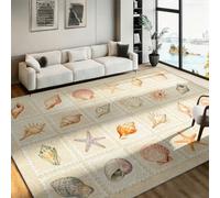 Ykncxzy Vintage Coastal Rugs for Bedroom, 100x150cm, Ocean Themed Stamp Collector Decor Conch Seashell Starfish Sea Life Floor Mat, Cozy Reduce Noise Summer Decor Mat for Farmhouse Foyer