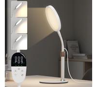 YKoliron SAD Lamp, LED Sunlight Lamp, 10000 Lux Full Spectrum Happy Desklamp with UV-Free, 3 Color Temperature & 9 Brightness Level & Timer for Home, Office, Decoration (White)