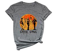Ykomow Ghouls Just Wanna Have Fun Shirt Womens Vintage Halloween Golden Ghouls Graphic Tees (Grey-2, L)
