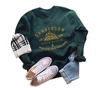Ykomow Sanderson Witch Museum Sweatshirt Womens Funny Halloween Pullovers Hocus Pocus Blouse Tops (Green, XL)